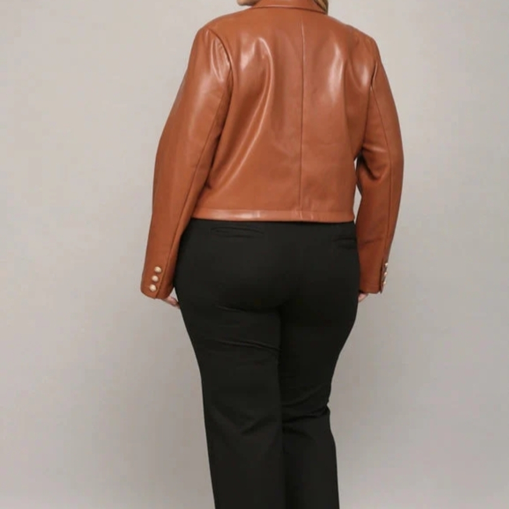 Fate Brown Soft Faux Leather Jacket Paisley Lined New 2X XXL - Picture 4 of 12